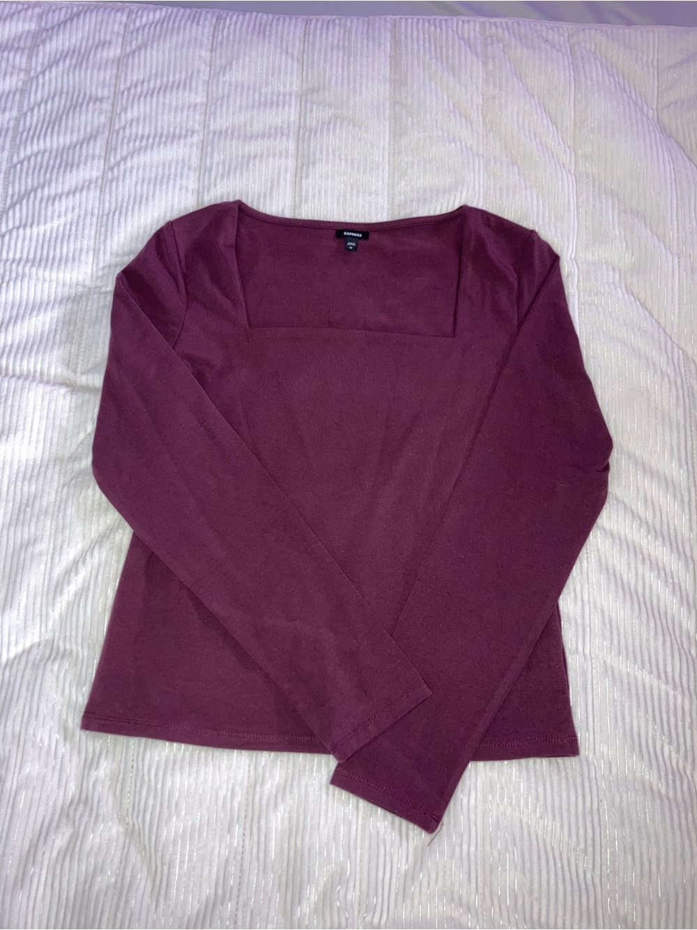 Express Ribbed Square Neck Top - Plum
